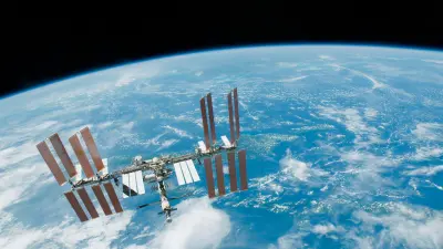 Bild eines Satelliten im Weltall mit der Weltkugel im Hintergrund